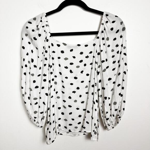 Anthropologie Ranna Gill Francois Blouse Black White Polka Dot Small Coquette - Picture 7 of 11